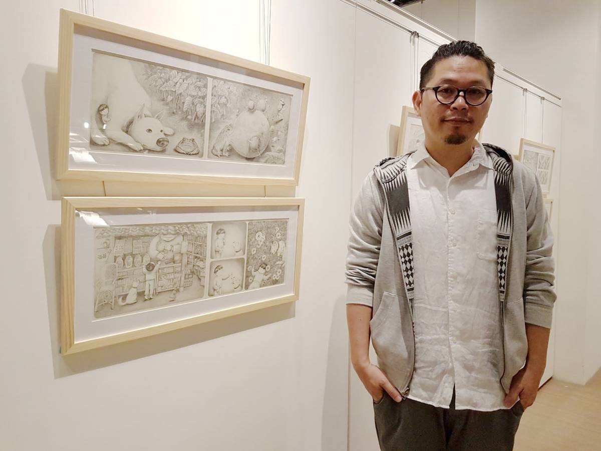 暫離教職圓兒時夢 東大博班生周見信辦繪本原畫展
