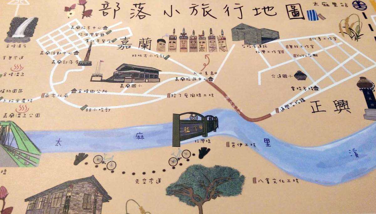 文休系團隊深入了解部落文化環境，並記錄地方人文景緻設計文創地圖。