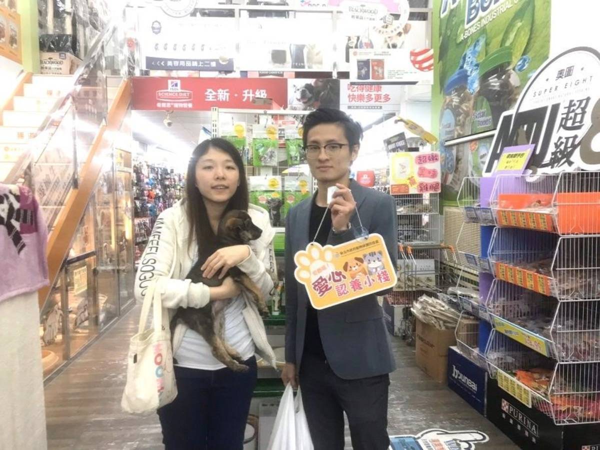 民眾於宜加寵物生活館認養可愛小狗