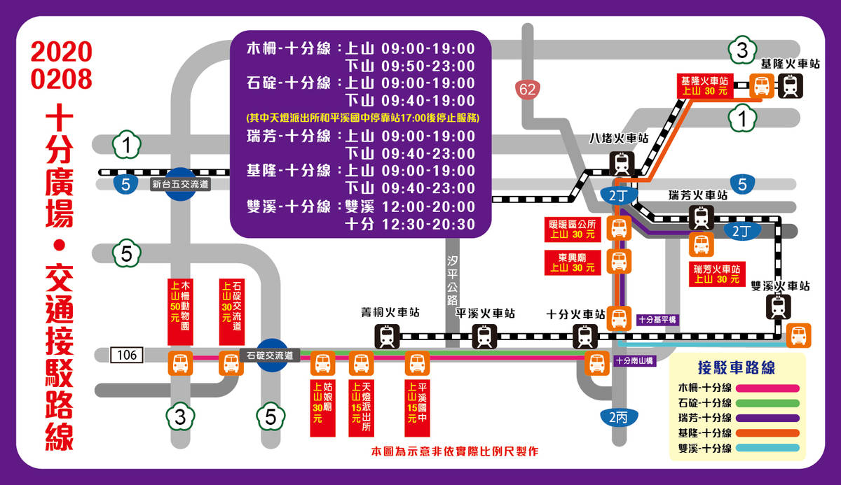 平溪天燈節交通接駁圖