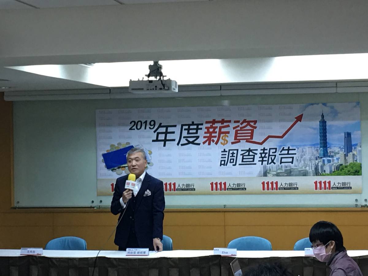 1111人力銀行媒體中心總經理何啟聖公布2019年度薪資報告