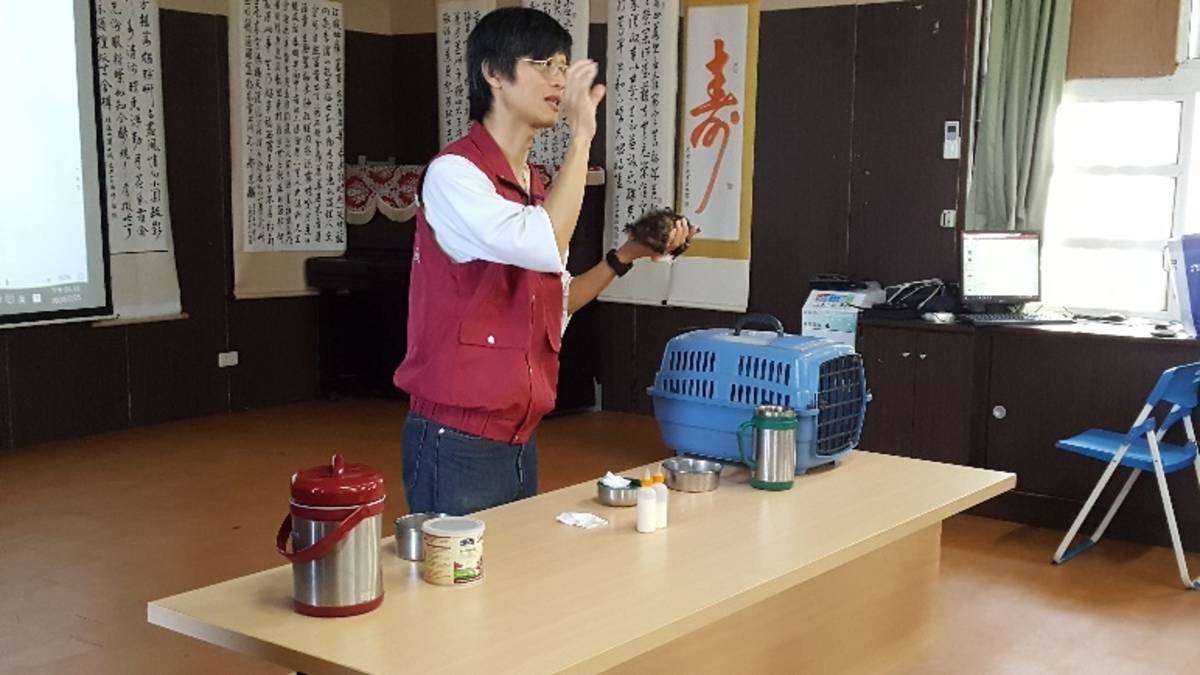 講師王嚴緖教授飼養3周齡以下小奶貓的餵養技巧。