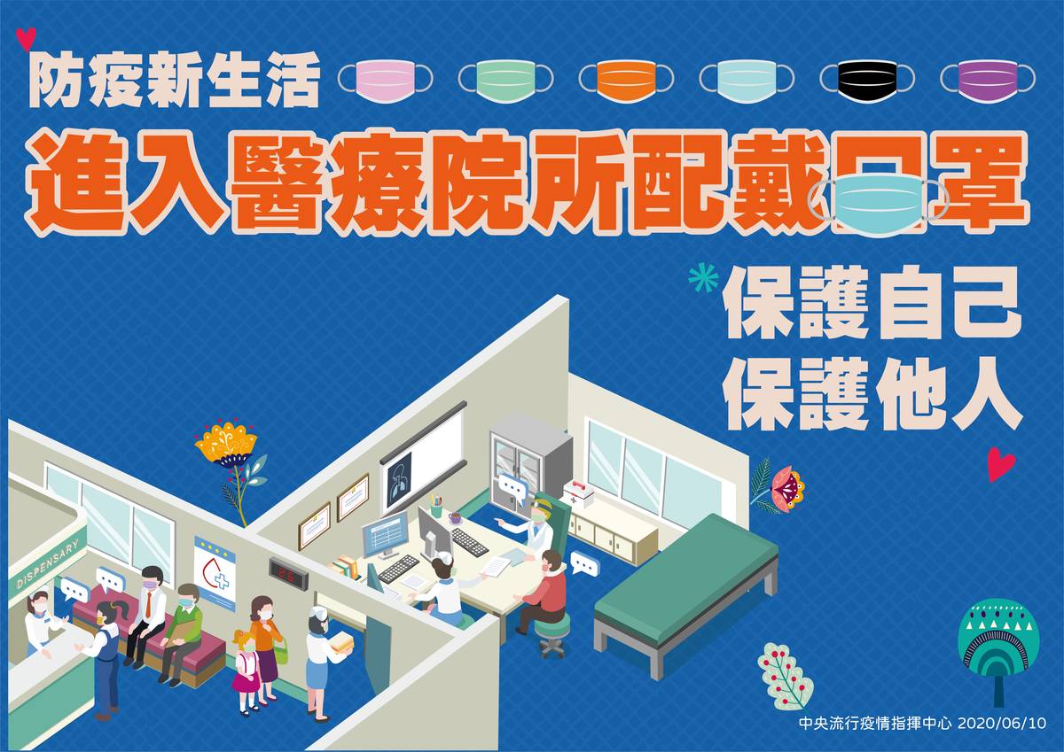 指揮中心提醒民眾進入醫院要戴口罩。/圖由指揮中心提供