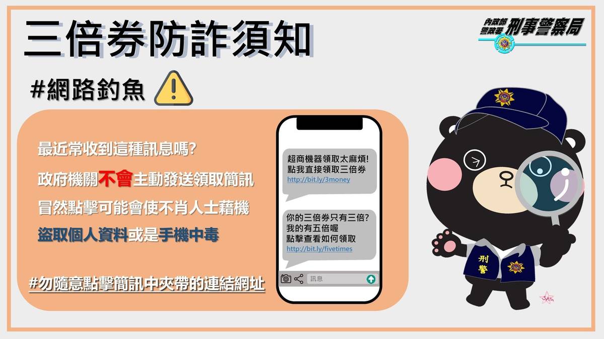 不明簡訊的連結請勿點選