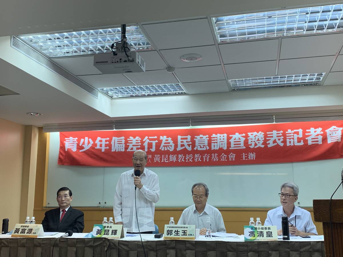 財團法人黃昆輝教授教育基金會今天發表青少年偏差行為民意調查。