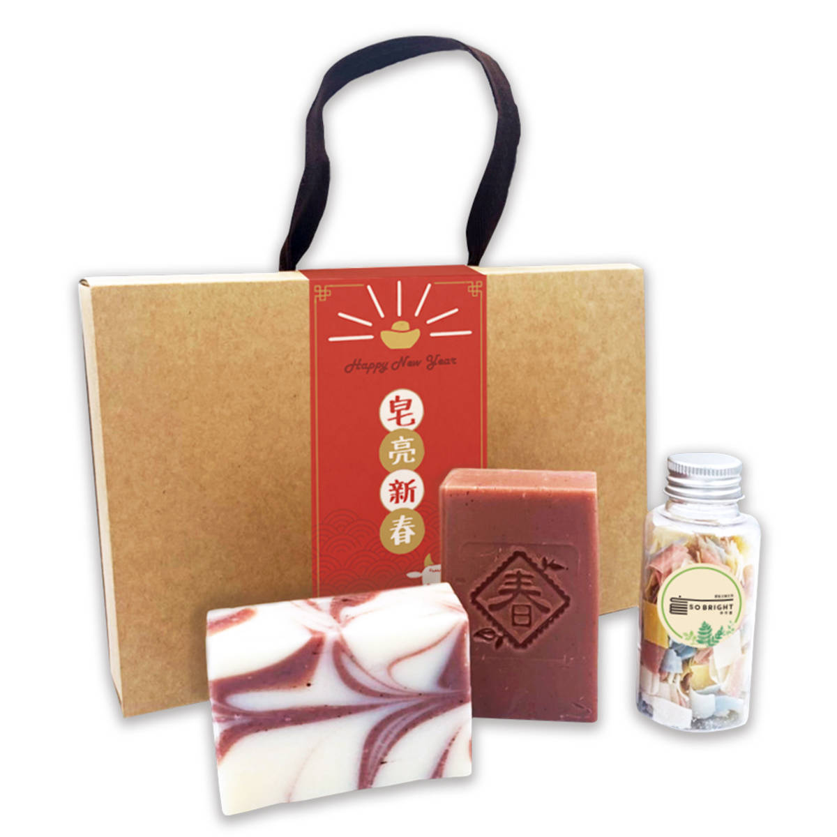 愛盲土城工坊皂亮新春手工皂禮盒。