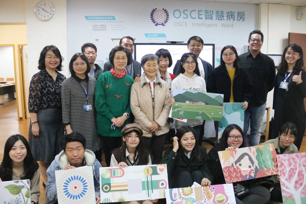 學生創作天花板圖樣，刺激療癒病患知覺（圖片來源：弘光科技大學）