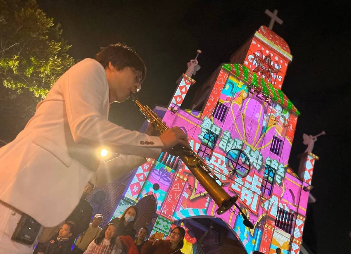 彰化埔心鄉羅厝天主堂今年第四屆舉辦光雕秀(圖片來源：埔心鄉公所提供)