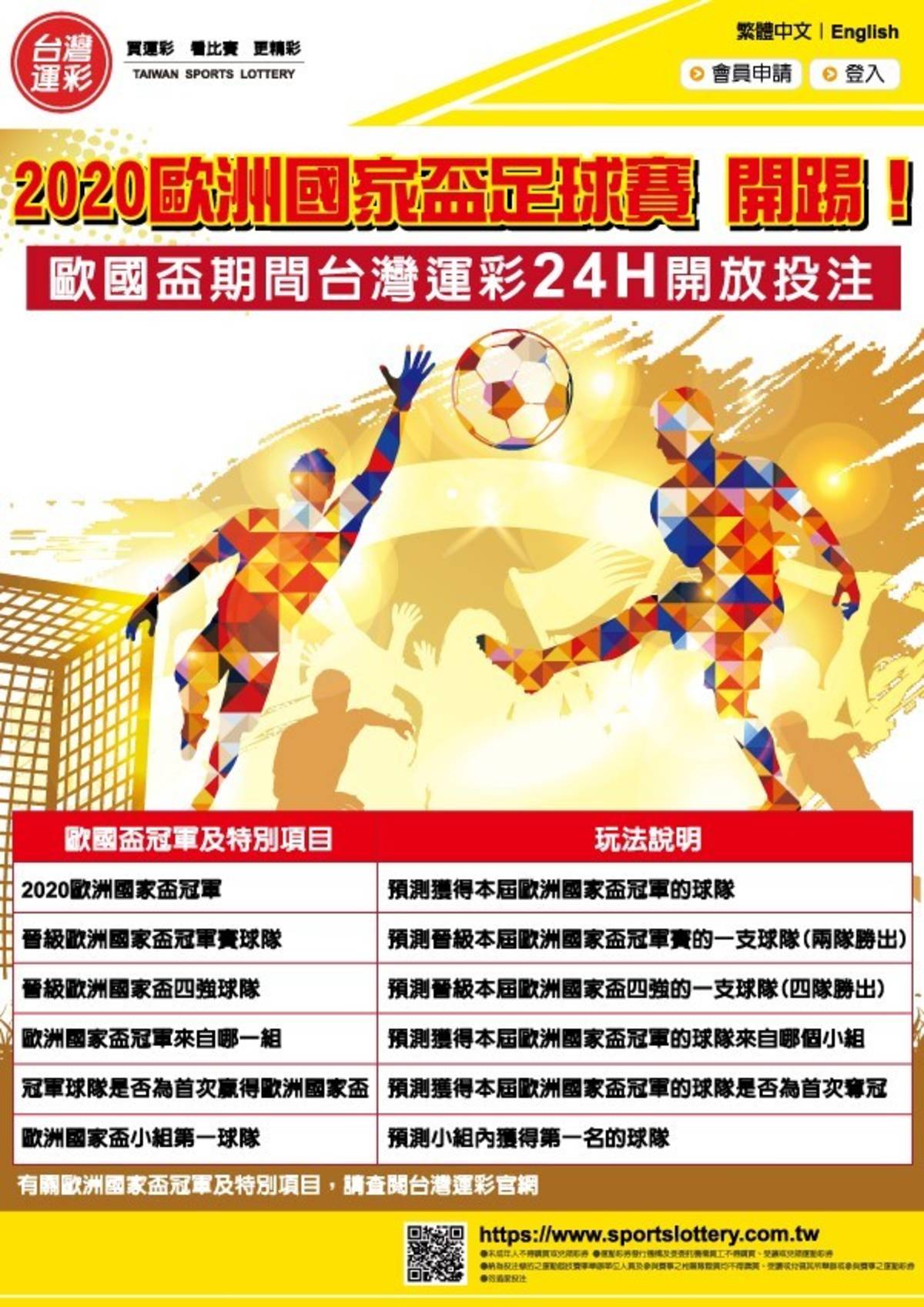 台灣運彩歐國盃冠軍及特別項目玩法。(體育署提供)