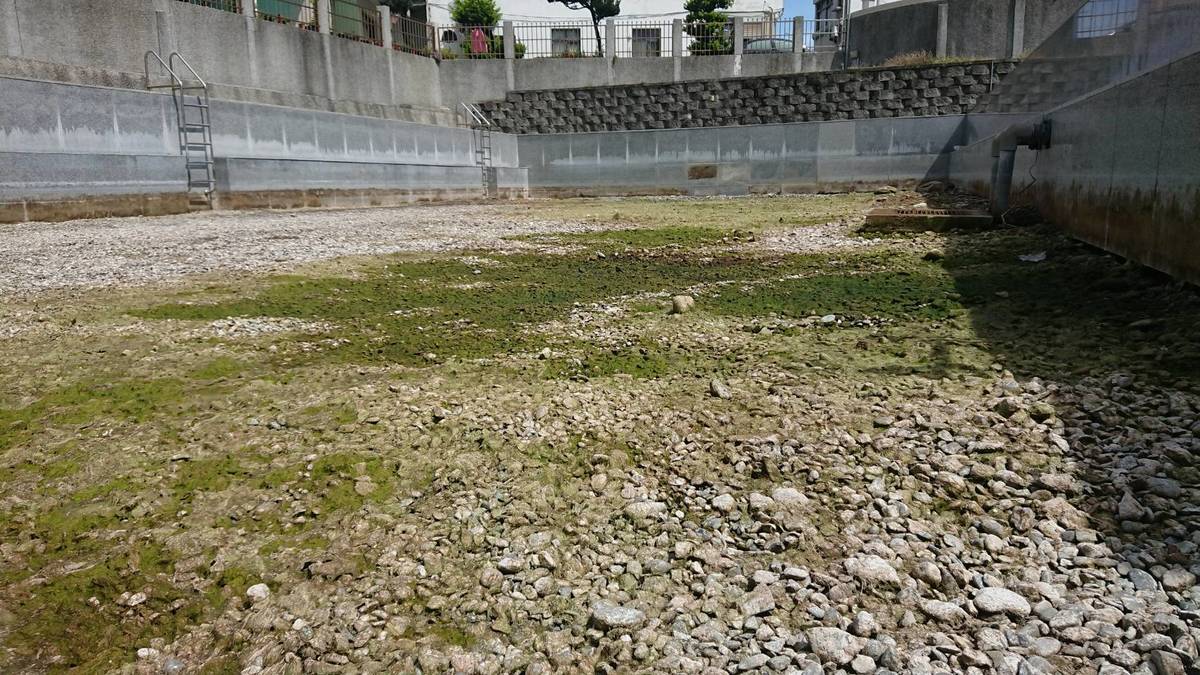 臺東市湧泉運動公園泳池乾涸，小池則完全見底，是近6年來枯水最嚴重的一次。