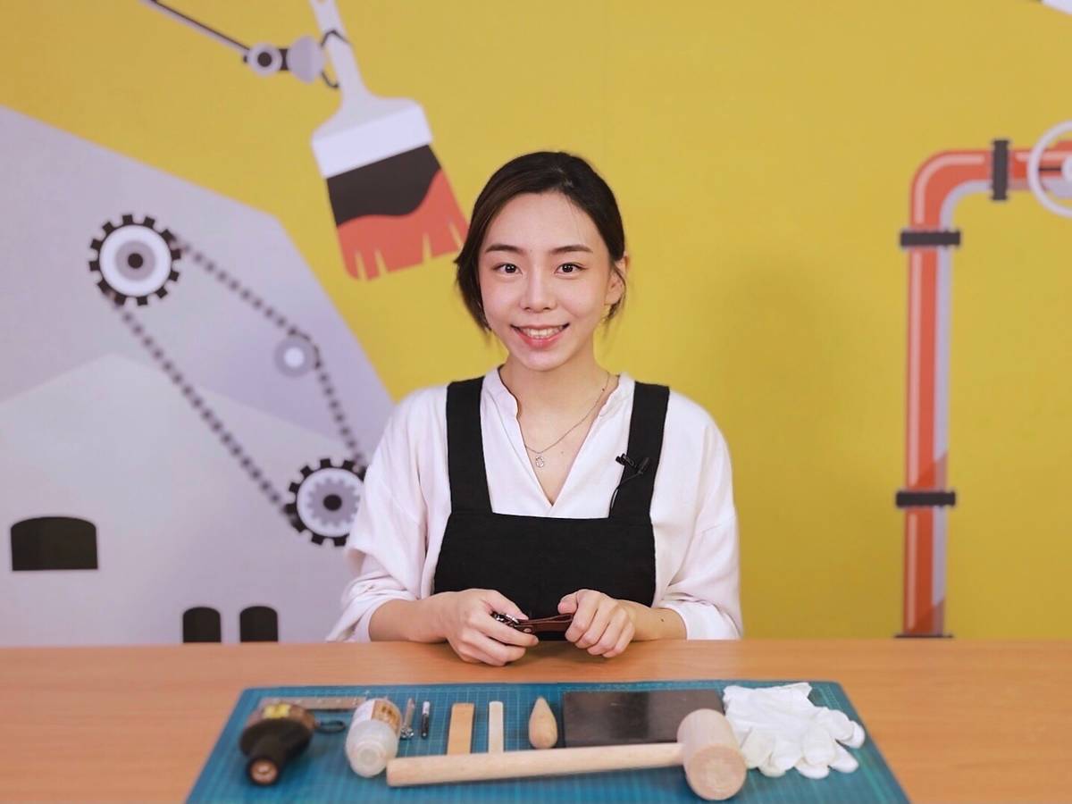 鶯歌國中潘怡安老師示範皮革製作