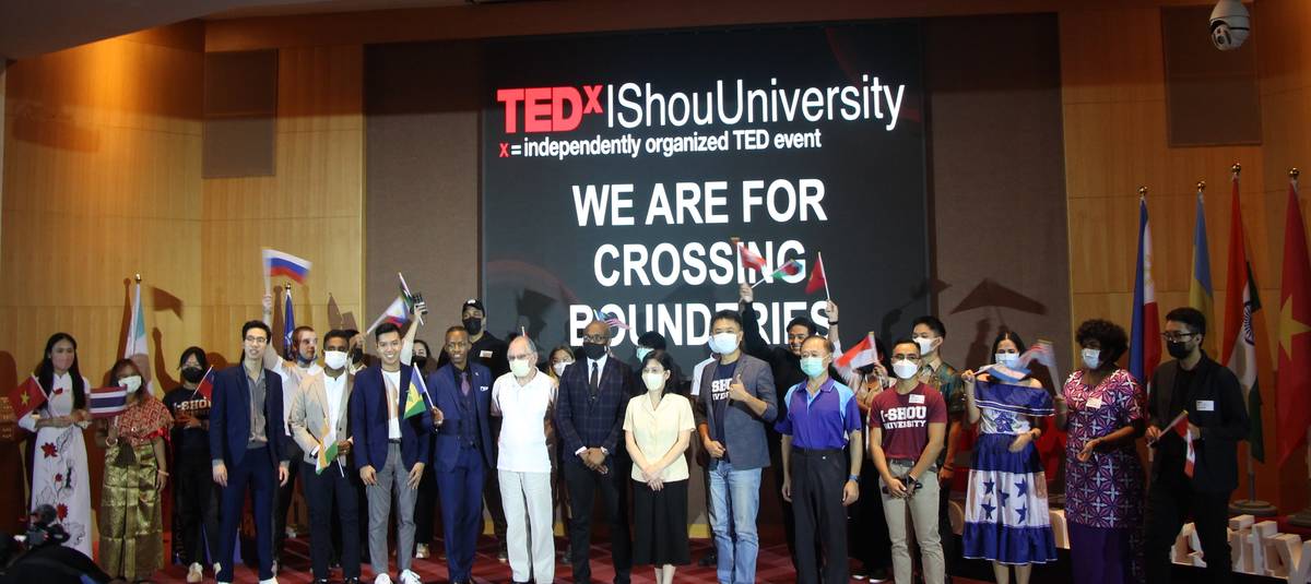 義守大學首次舉辦TEDx，來自四位不同國家的外籍學生，以全英語內容分享人生故事與觀點（資料畫面來源：義守大學提供）
