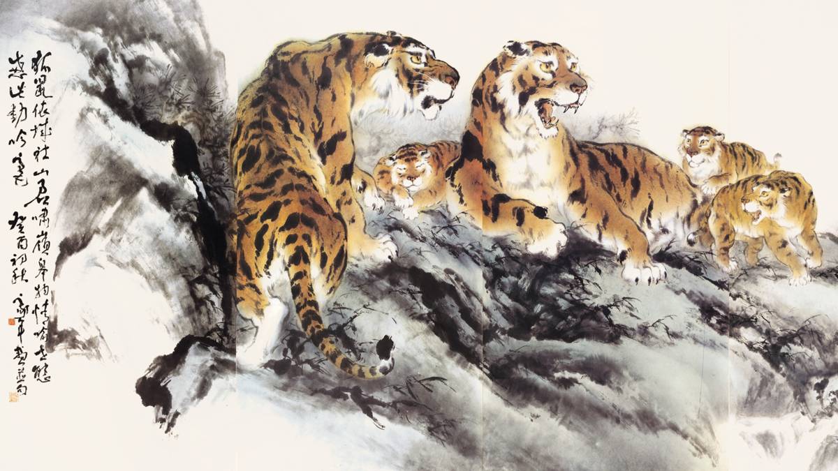 1993年五虎圖 180×500cm .jpg