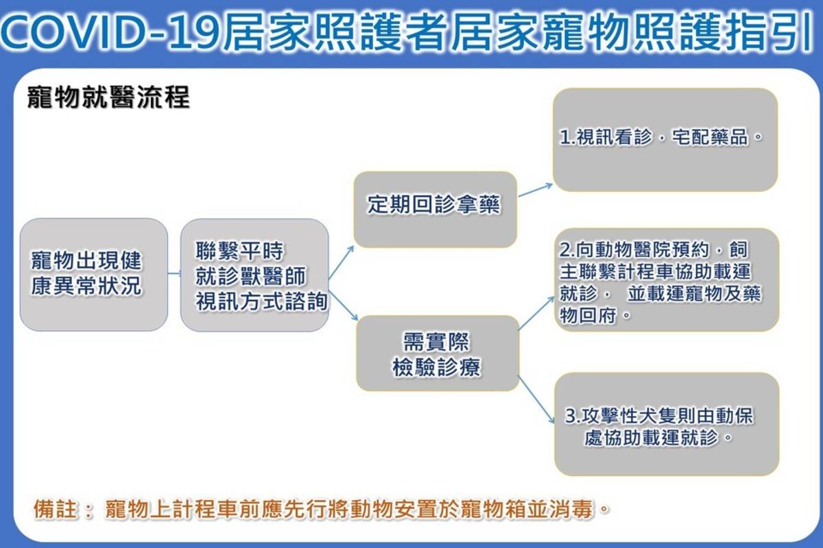 COVID-19居家照護者寵物就醫流程 (新北市動保處提供)