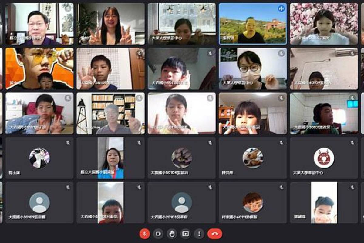 三所國小的學生們線上參與華語營隊（圖源：大葉大學）