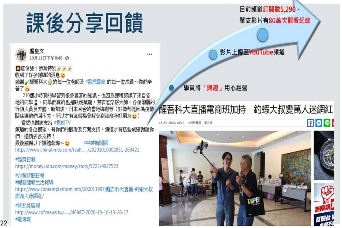 社群經營與電商直播訓練課程案例分享 (醒吾科大提供)