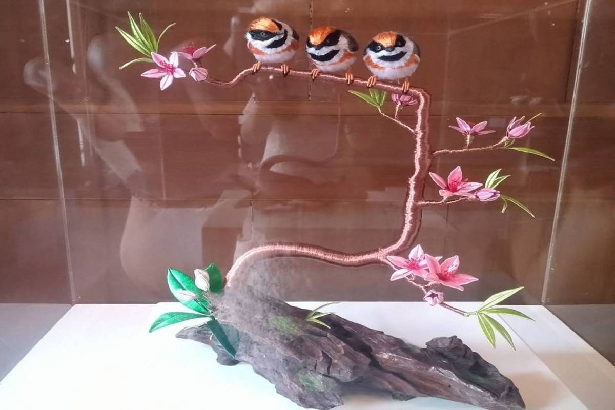 呂金田立體纏花作品「桃源三兄弟」
