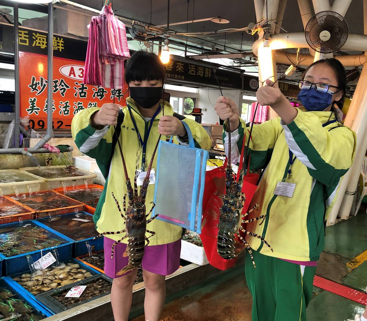 淡水國中學生到漁基漁港體驗拿龍蝦、帝王蟹 觸摸海鮮的新鮮驚奇
