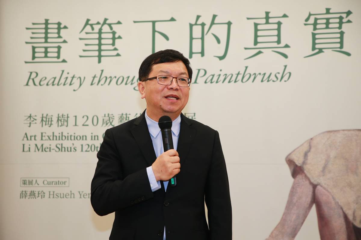 文化部次長李連權表示，李梅樹一生堅持並致力描繪臺灣這塊土地最美好的風土民情，特別是以藝術方式奠定整個三峽印象，將三峽祖師廟打造成宗教藝術殿堂 (文化部提供)