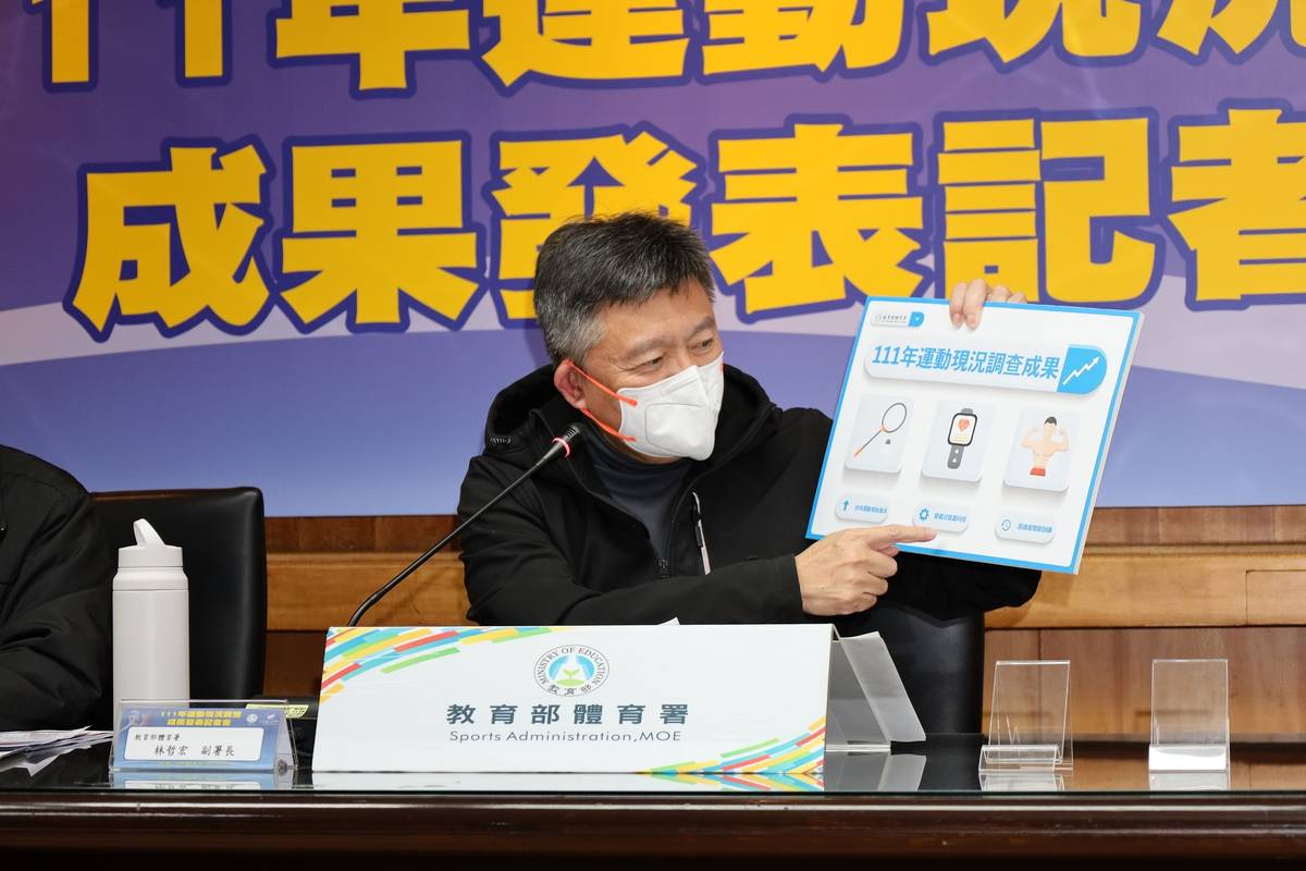 教育部體育署林哲宏副署長出席111年運動現況調查成果發表記者會。
