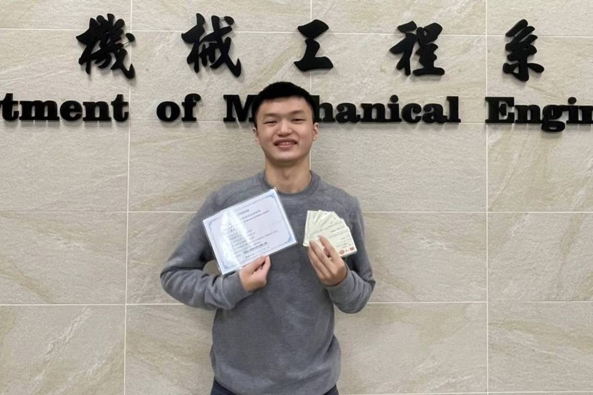 擁10項證照  龍華科大機械系周禹廷獲選教育部技職之光