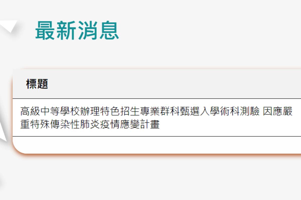 高中特色招生專業群科甄選入學術科測驗  明起陸續開跑