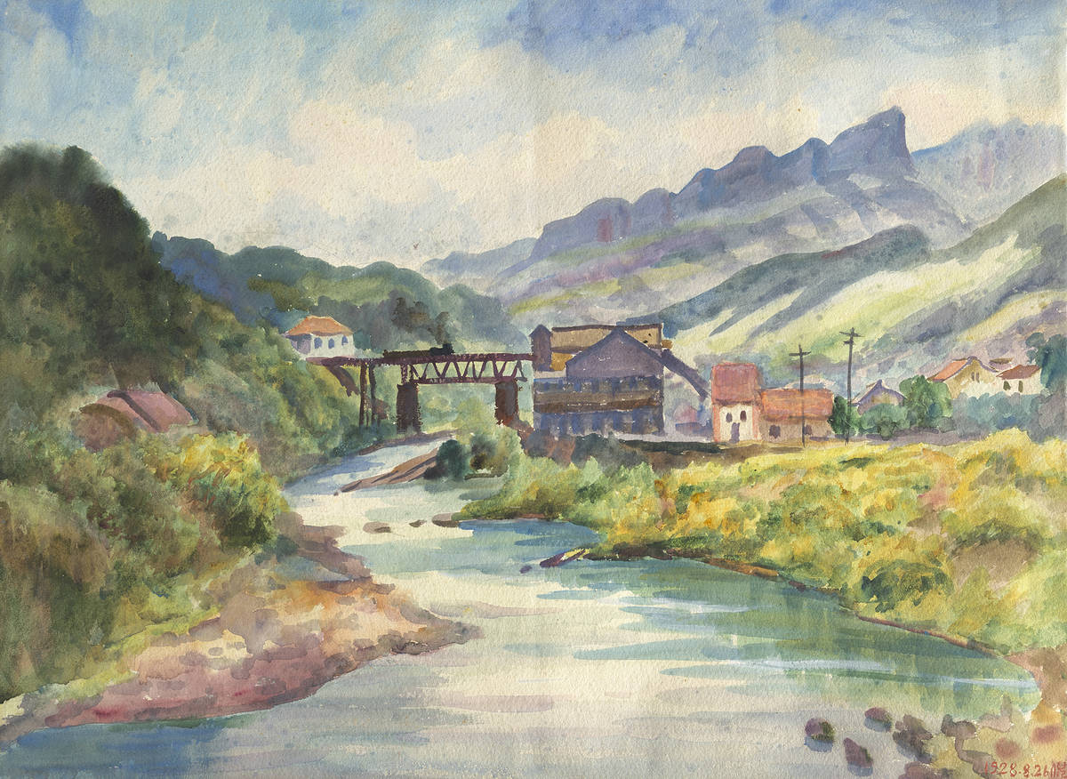 倪蔣懷1928年作品《猴硐瑞三礦業》(圖片來源:臺北市立美術館)