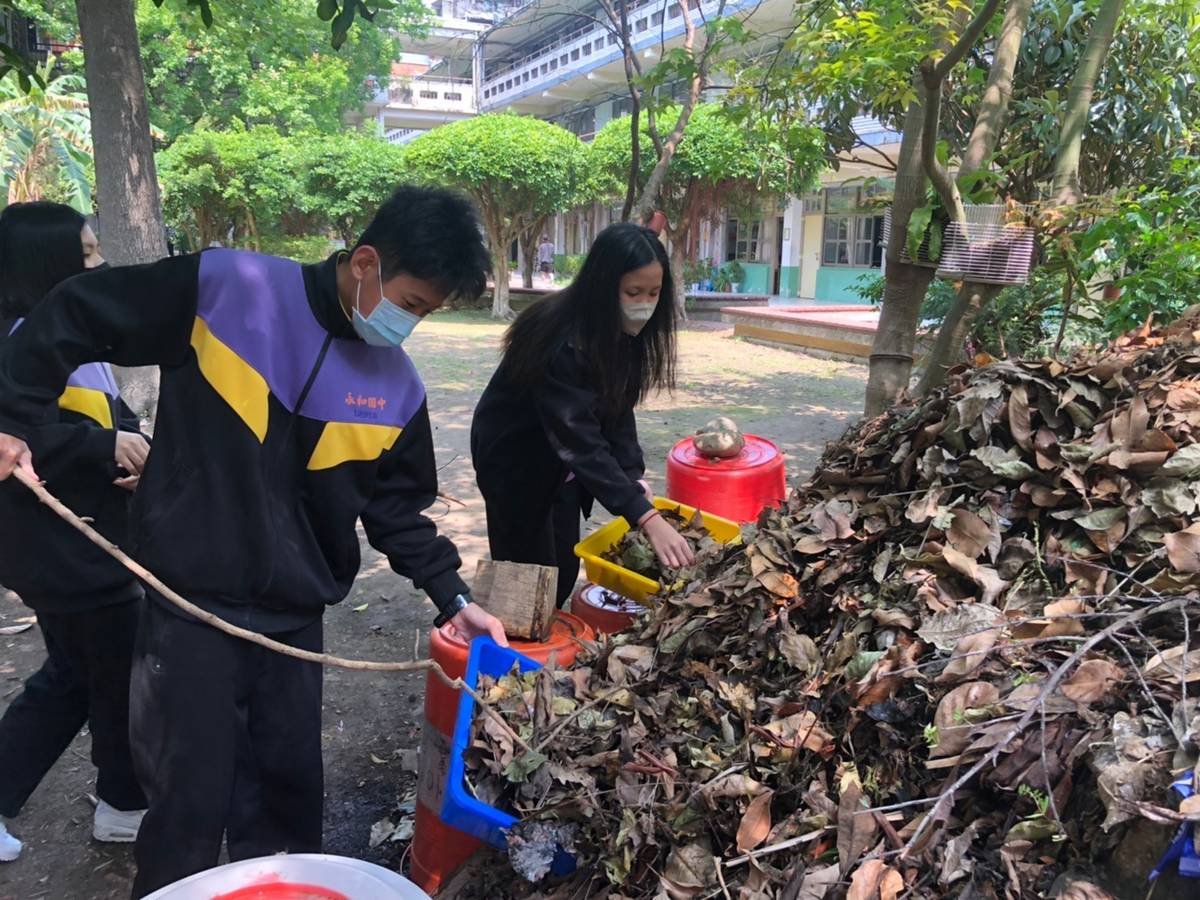 永和國中學生蒐集落葉 準備製作手抄紙