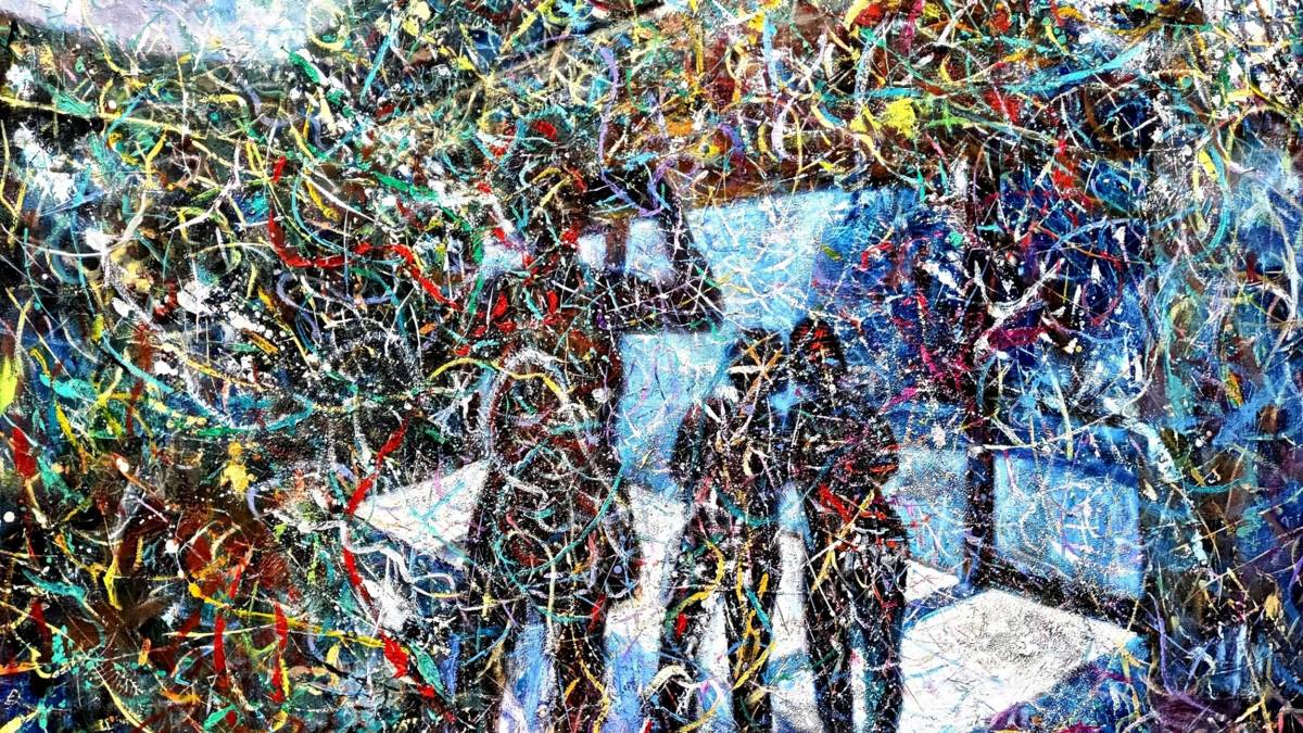 陳麗娟作品《走進畫中》，使用繁複及層次堆疊的筆觸創造真實虛幻交織的情境