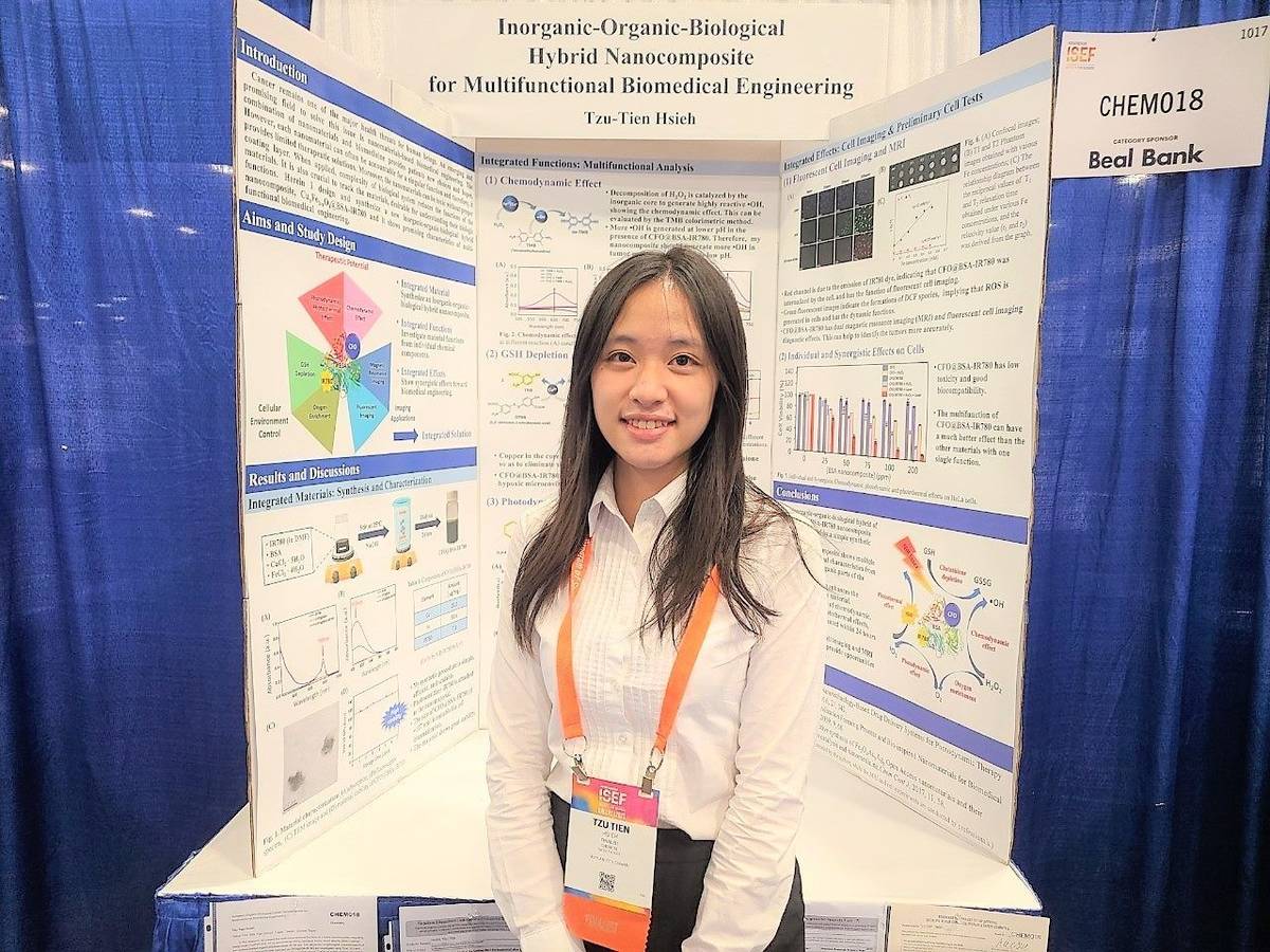 北一女中謝子恬研究開發治療癌症的新方法，在化學科項目中獲得美國化學學會一等獎

