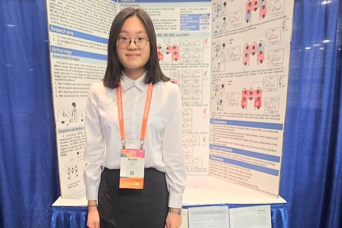 北一女中學生陳沛筠在2023年美國Regeneron國際科技展覽會獲得大會三等獎