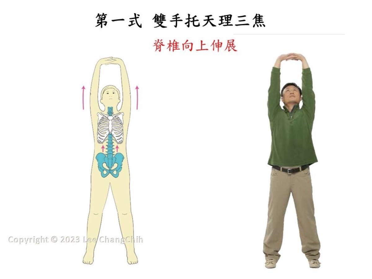 姚臻訪問李章智老師-教聽眾八段錦-第1式-雙手托天理三焦