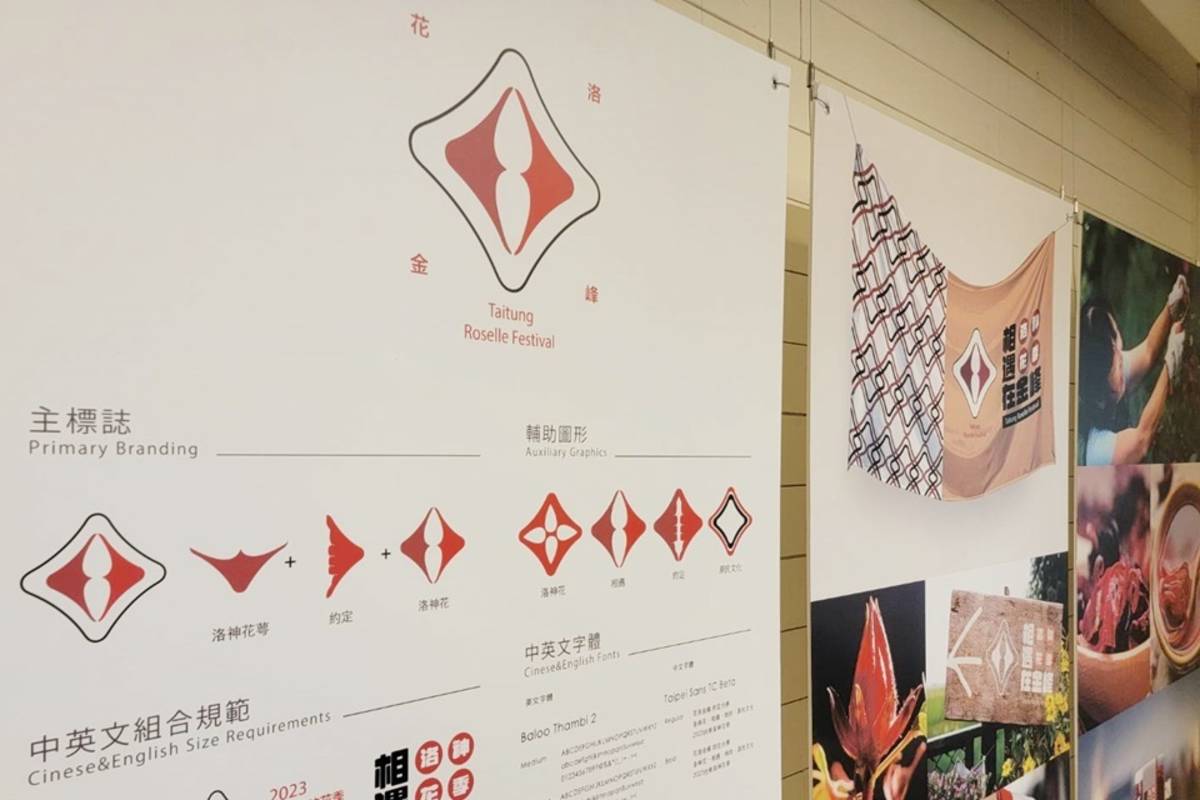 臺東大學數媒系大三學生與金峰鄉正興部落合作，針對一年一度的洛神花季設計3組視覺識別提案。