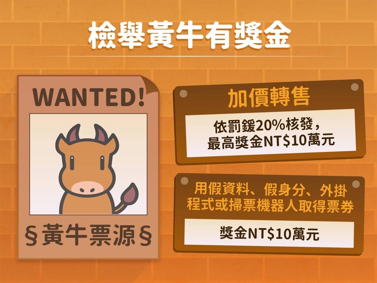 黃牛條款-檢舉黃牛有獎金 (文化部提供)