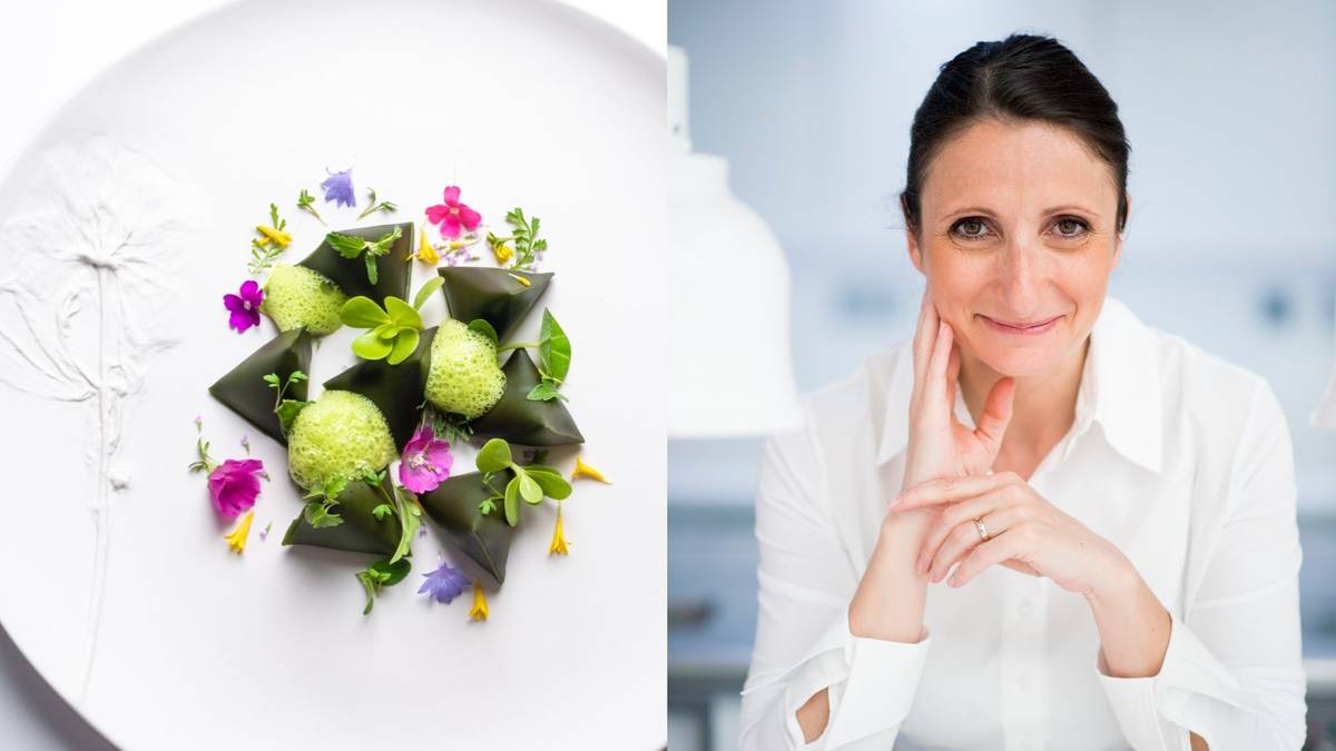 Annie Sophie Pic 
抹茶乳酪四面餃，水田芥薑汁香檸高湯 / SIGNATURE DISH

圖片來源:
https://taster.life/announcement/anne-sophie-pic-thomas-chein/
