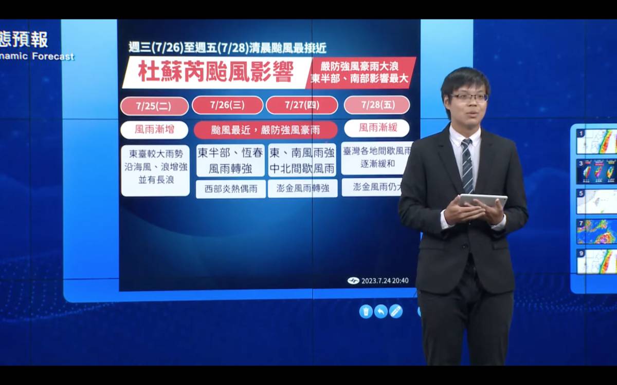 氣象局發布杜蘇芮海上颱風警報 預計明天下午發陸警