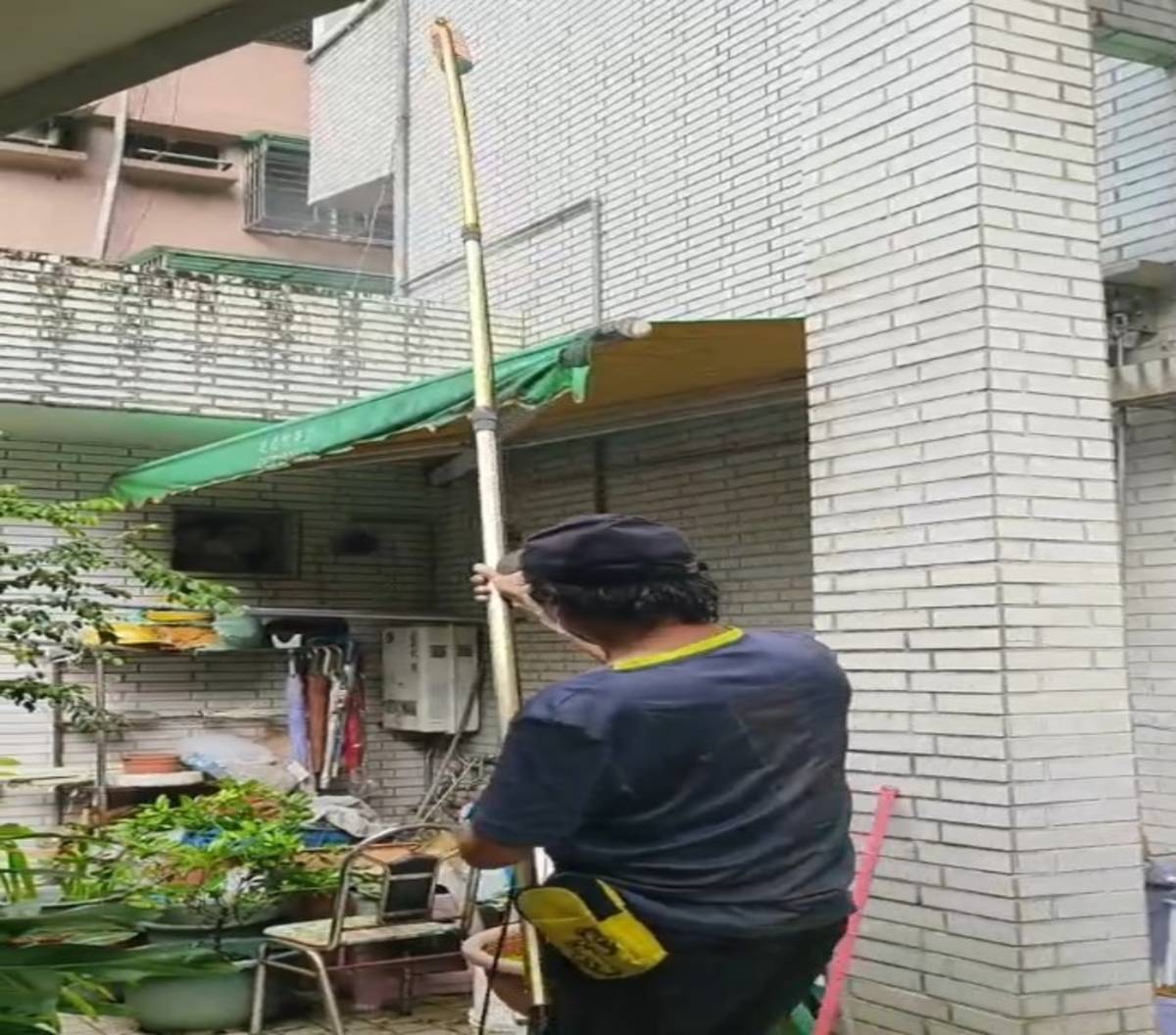 捕蜂人員加強外牆噴消