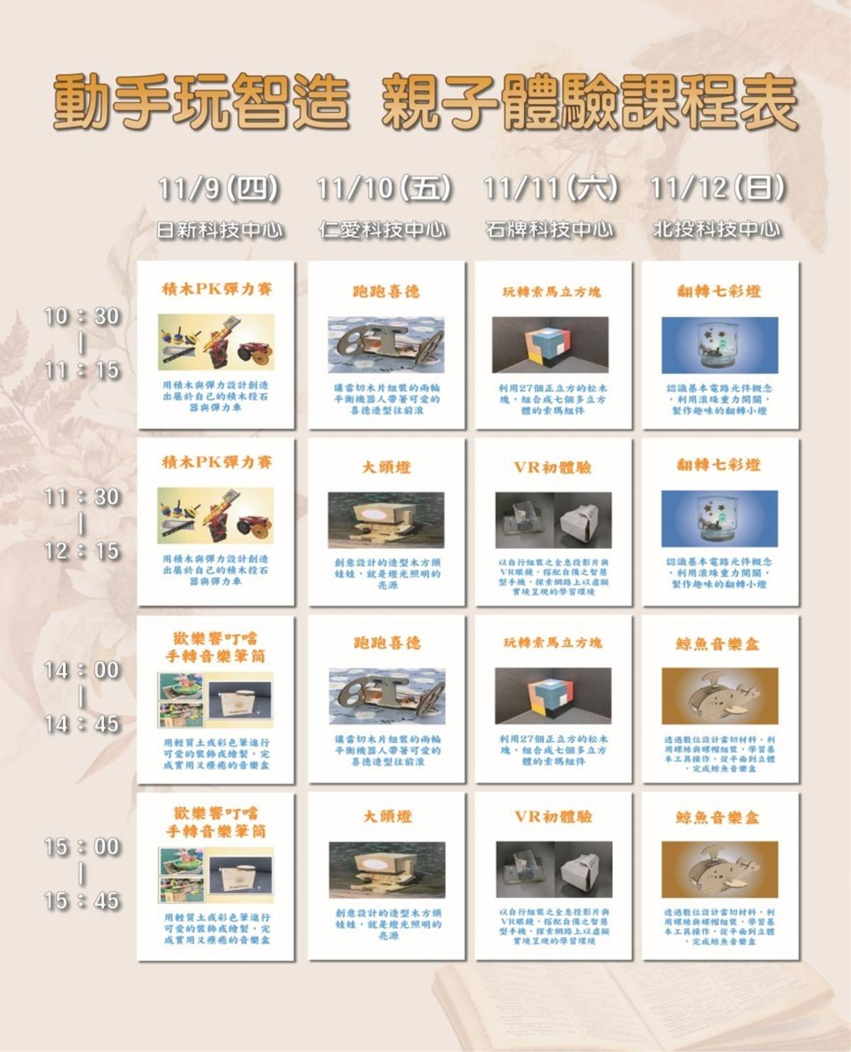 北市教育局在2023臺灣教育科技展規畫多場動手玩智造親子體驗課程
