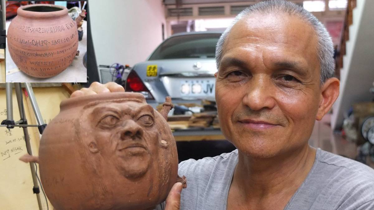 曾一郎的陶藝作品〈獵人系列-自畫像〉