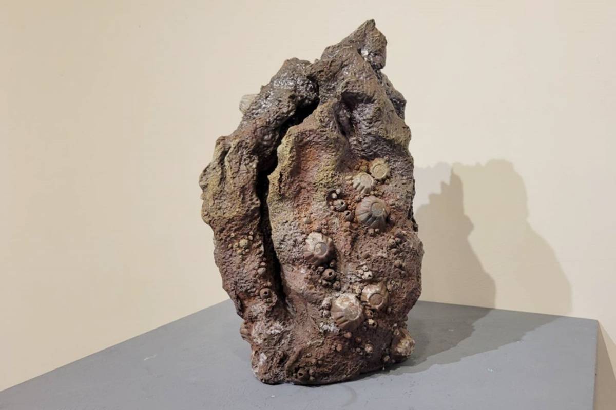 柯依廷將海邊撿拾到的雞蛋塑膠盒，作為翻模素材，模擬附著在礁石上的藤壺，創作出趣味橫生的陶瓷作品，同時反思一次性塑膠垃圾議題。