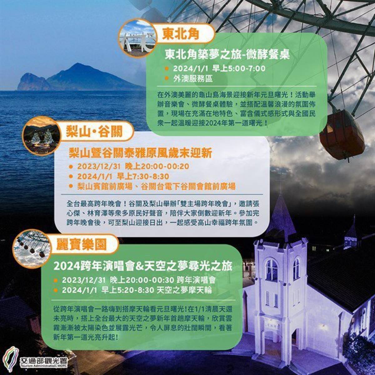 北部、中部的迎接元旦活動