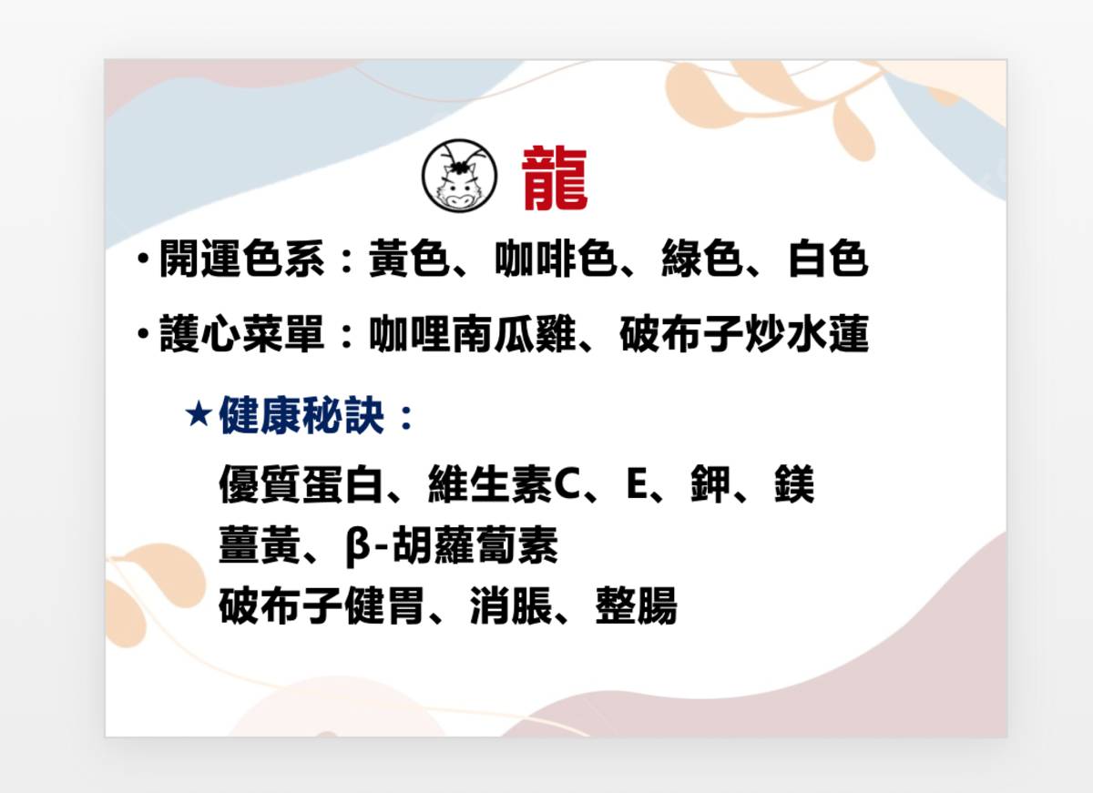 龍年開運從心開始  護心飲食好運龍總來