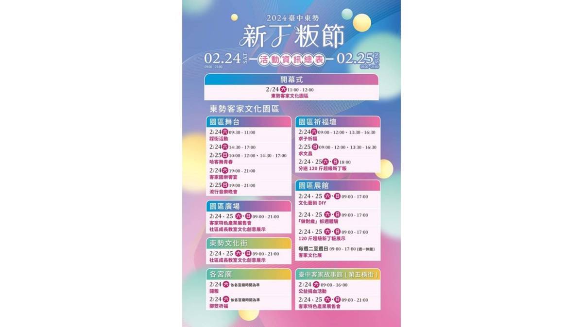客家著名的「新丁粄節」這個周末在東勢客家文化園區舉辦(圖片來源：黃信彰提供)