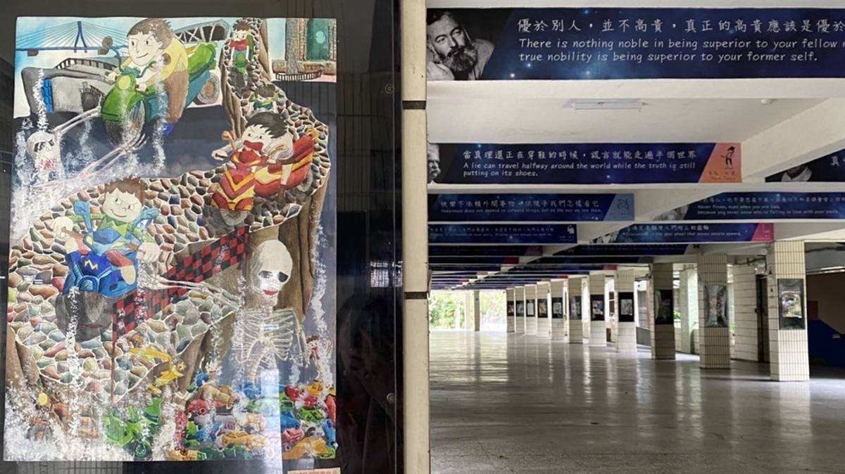 校長徐淑敏表示，設立溪崑藝廊，展示學生藝文創作，活用及美化校園，讓校園充滿藝術感。(記者蘇瑞雯拍攝)