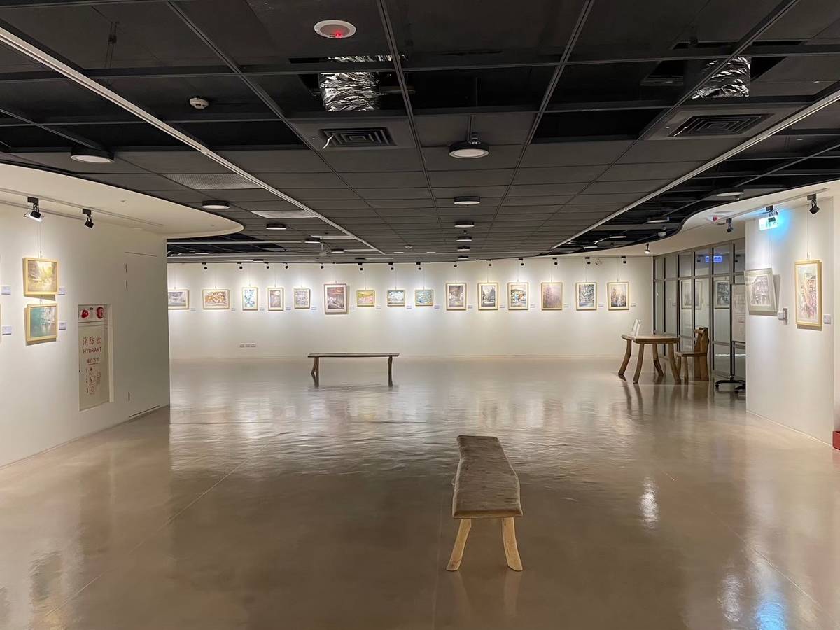 美麗永安藝文中心申請展出作品須為應用美術、圖文設計、視覺影像設計、概念式互動裝置創作等類別之創作，圖為美麗永安藝文中心展覽廳照 (新北市文化局提供)