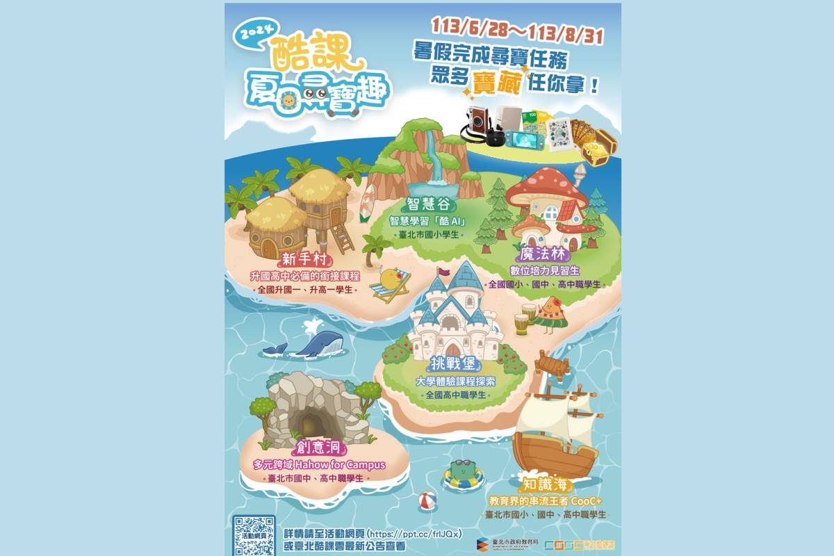 臺北市為全國國小至高中職學生推出豐富有趣的「酷課夏日尋寶趣」活動