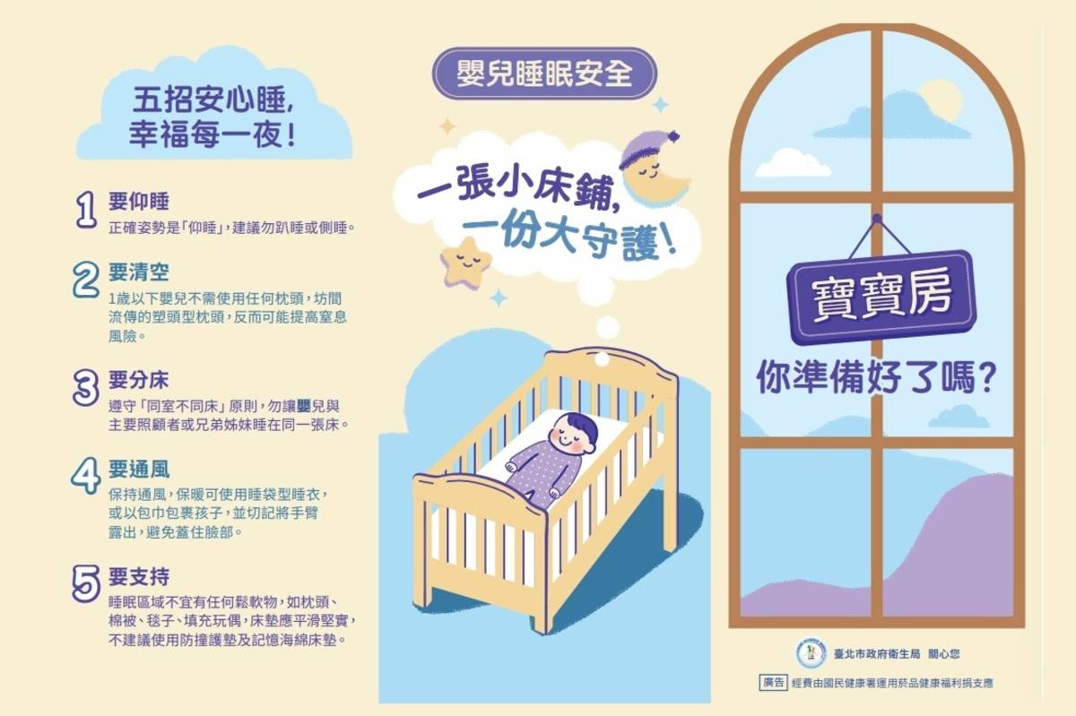 ｢五招安心睡」包括「要仰睡」、「要清空」、「要分床」、「要通風」及「要支持」