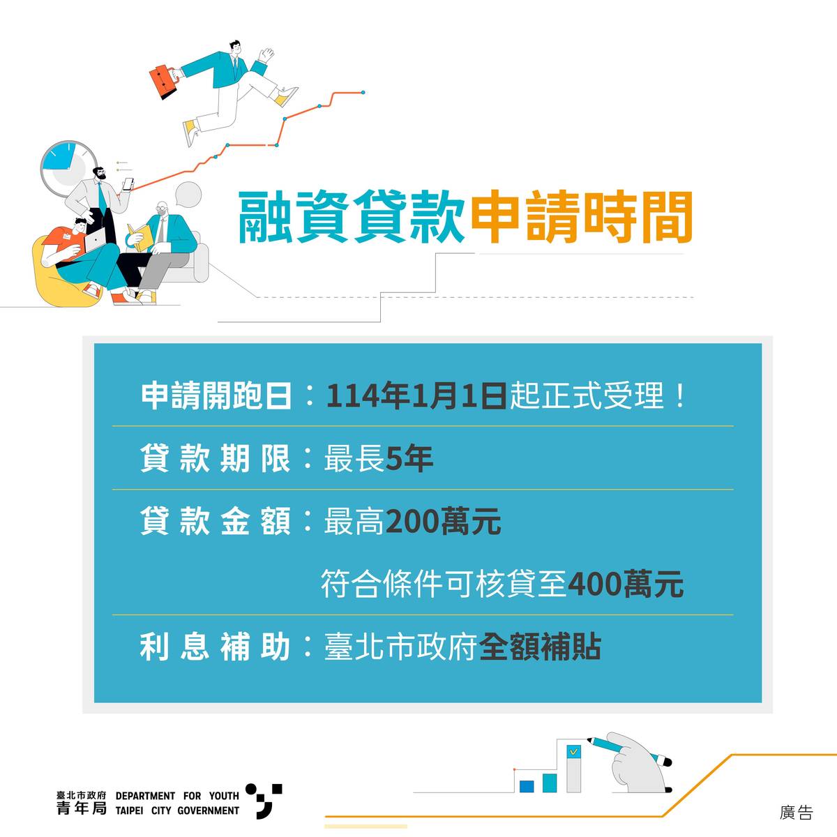 臺北市青年局提供創業融資貸款申請