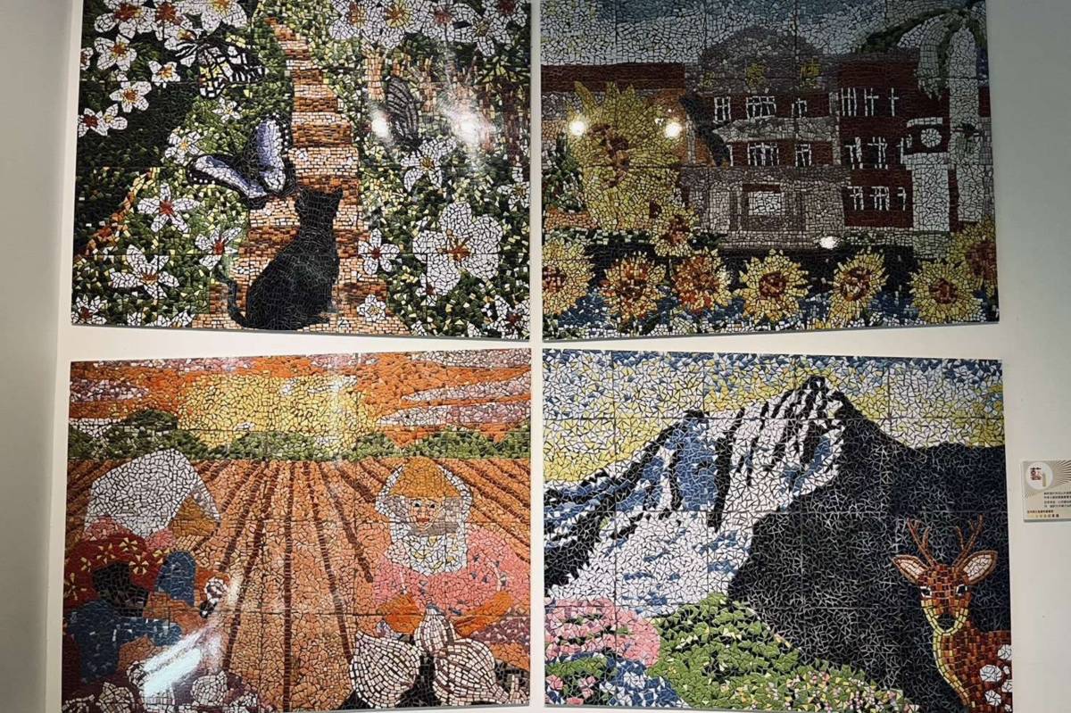 學生們集體創作馬賽克幾何拼貼畫（圖源：雲林縣政府）