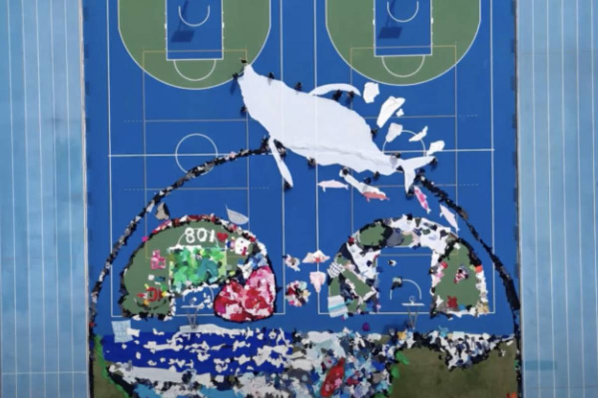 草湖國中將二手衣變地景創作